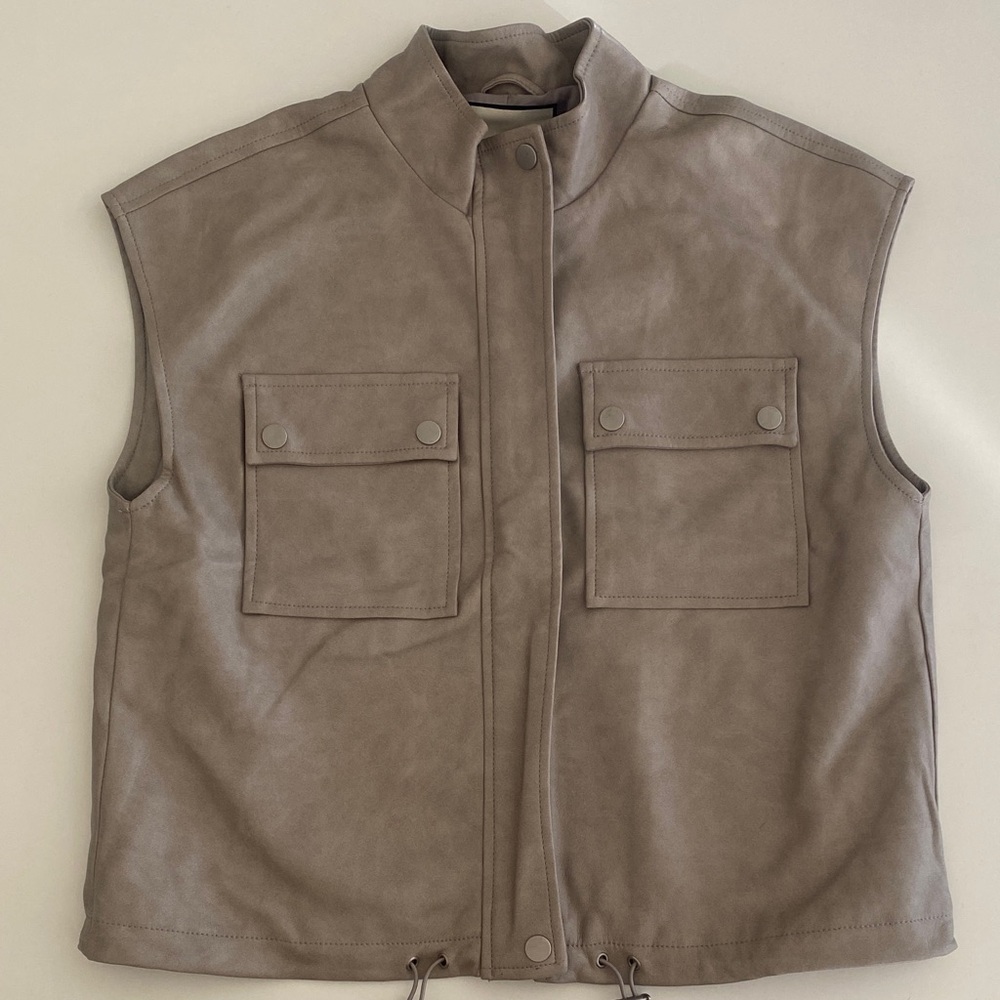 Women’s Grey Faux Leather Vest